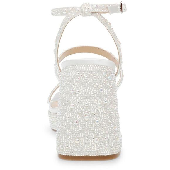 Betsey Johnson Womens Denni Ivory Rhinestone Platform Sandals Shoes New - Picture 3 of 3